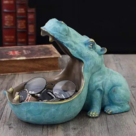 Resin Storage Box, Key Bowl, Resin Storage, Tv Decor, Hippopotamus, Sculptures & Statues, Clay Projects, Pottery Ideas, Decoration Table