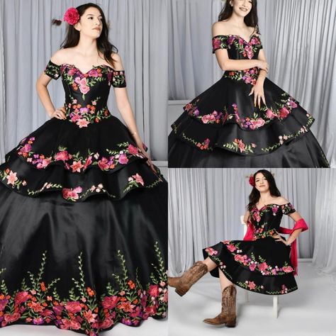 High Quality , Fast  , Reasonable  , if you have any questions , please feel  to contact to us , we will try our  to service you ! Thanks ! Quinceanera Dresses Charro, Black Quinceanera, Black Quinceanera Dresses, Sweet 16 Dress, Detachable Skirt, Mexican Theme, 16 Dress, Skirt Floral, Quinceanera Dresses