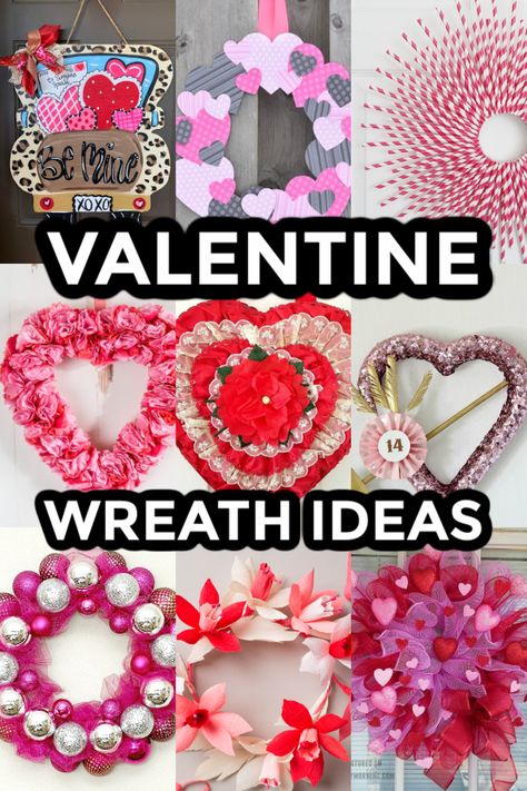 Valentine’s Wreath Ideas Valentine Wreath Ideas, Burlap Wrapped Wreath, Tissue Paper Wreaths, Rag Wreath Tutorial, Projects Design Ideas, Let Love Bloom, Valentines Wreaths, Diy Valentines Day Wreath, Valentine Wreath Diy