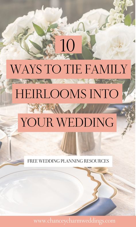 Incorporating sentimental pieces makes your wedding day that much more memorable + sentimental. The Chancey Charm Wedding Planners are sharing 10 ideas for incorporating family heirlooms into your wedding below.     #weddingplanningtips #familyheirlooms #chanceycharm #weddinginspiration Sentimental Ideas For Wedding, Wedding Heirloom Ideas, Wedding Sentimental Ideas, Sentimental Wedding Decor, Sentimental Wedding Ideas, Wedding Design Board, Sentimental Wedding Gifts, Sentimental Wedding, Wedding Reception Design