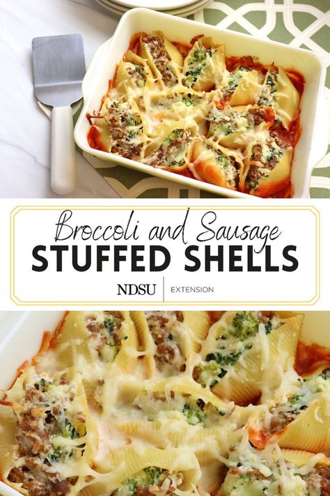 Stuffed Shells With Broccoli, Stuffed Shells With Sausage, Broccoli Stuffed Shells, Broccoli And Sausage, Sausage Stuffed Shells, Broccoli Sausage, Sausage And Broccoli, Jumbo Pasta Shells, Turkey Sausage