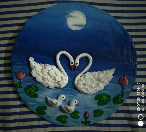 Clay Art On Cardboard, Terakota Art, Polymer Clay Painting, Mural Art Design, Clay Fairy House, Clay Crafts For Kids, Clay Fairies, Clay Wall Art, Unique Drawings