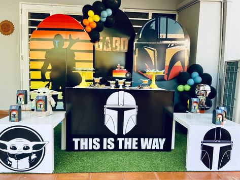 This is the Way Party Mandalorian Birthday, Yoda Party, Nerf Party, Star Wars Birthday Party, Star Wars Birthday, Baby Boy Birthday, Star Wars Party, Princess Leia, The Mandalorian