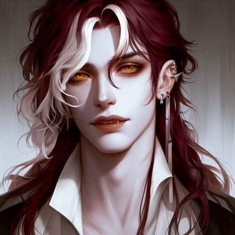 Fallen Aasimar Dnd Male, Vampire Character Inspiration, Red Haired Vampire, Male Vampire Art, Vampire Digital Art, Vampire Male Art, Male Vampire Character Design, Vampire Art Male, Vampire Red Hair