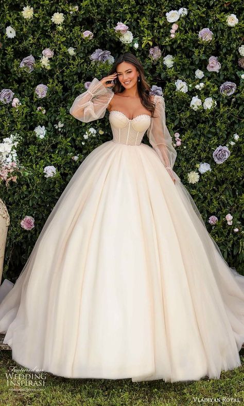 Puffy Wedding Dresses, 2024 Wedding Dresses, Big Wedding Dresses, Pretty Wedding Dresses, Fancy Wedding Dresses, Floral Wedding Dress, Cute Wedding Dress, Wedding Dresses Corset, Dream Wedding Ideas Dresses