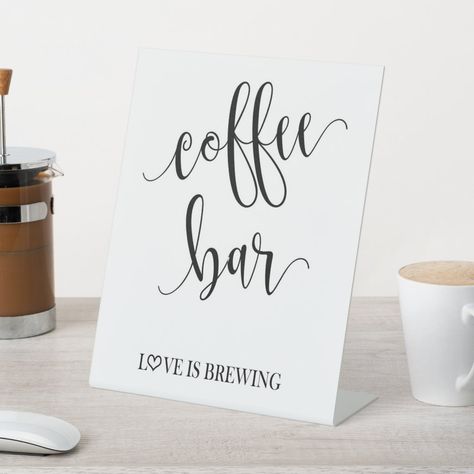 Coffee Bar Pedestal Wedding Sign Bar Sign For Wedding, Shop Coffee Bar, Coffee Bar Sign, Sign For Wedding, Coffee Bar Signs, Tent Wedding, Bar Sign, Coffee Love, Wedding Sign