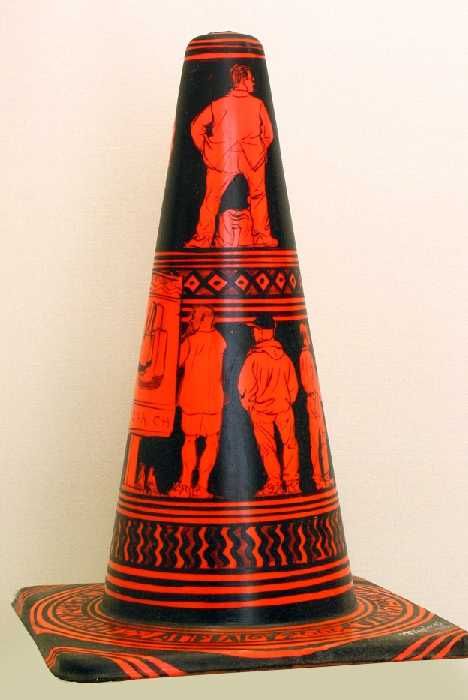 Traffic Cone Traffic Cone Tattoo, Traffic Cone Decoration Ideas, Traffic Cone Painted, Traffic Cone Art, Traffic Cone Painting Ideas, Cone Painting Ideas, Cone Tattoo, Cone Illustration, Cone Painting