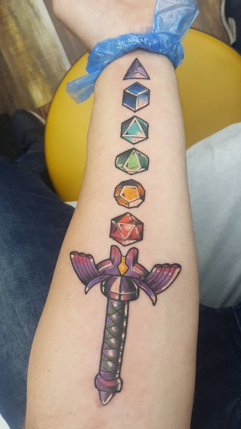 Dungeons And Dragons Tattoos, D&d Tattoo Ideas, Dnd Dice Tattoo, Minecraft Tattoo Ideas, Tony Tattoos, Dnd Tattoo Ideas, Dungeons And Dragons Tattoo, Dnd Tattoos, D20 Tattoo