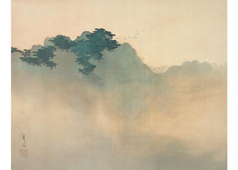 Morning at Izura by Buzan Kimura, 1906-07, Museum of Modern Art, Ibaraki Japanese Art Modern, Secret Hideaway, Western Paintings, Ibaraki, Asian Painting, Memorial Museum, On The Rocks, Japanese Painting, Art Historian