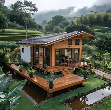 Thai Houses, Thai House Design, Minimalist Bloxburg House, Backyard Guest Houses, Pre Fab Tiny House, House Ideas Minimalist, House Ideas Mansion, Bloxburg House Ideas Minimalist, Bloxburg House Ideas Mansion