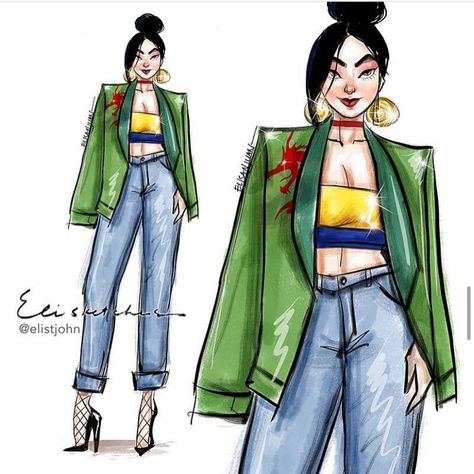 Mulan Outfit, Disney Divas, Disney Princess Outfits, Disney Princess Fan Art, Mulan Disney, Disney Inspired Fashion, Disney Princess Modern, Disney Princess Fashion, Disney Couture