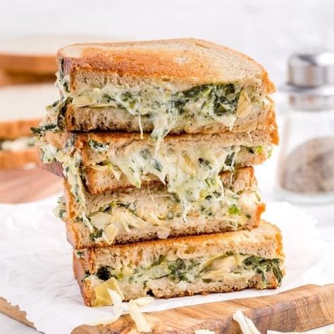 Artichoke Grilled Cheese, Classic Tuna Salad Sandwich, Artichoke Grilled, Cheesy Spinach Artichoke Dip, Spinach Sandwich, Shepherd Pie, Easy Grilled Cheese, Restaurant Appetizers, Gourmet Grilled Cheese