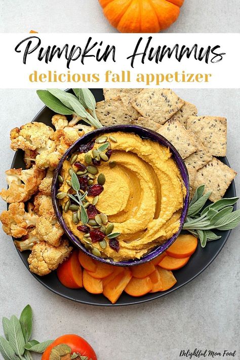 Pumpkin Hummus Recipe, Best Pumpkin Recipes, Fall Appetizer, Savory Pumpkin, Unique Snacks, Pumpkin Hummus, Fall Appetizers, Hummus Recipe, Best Pumpkin