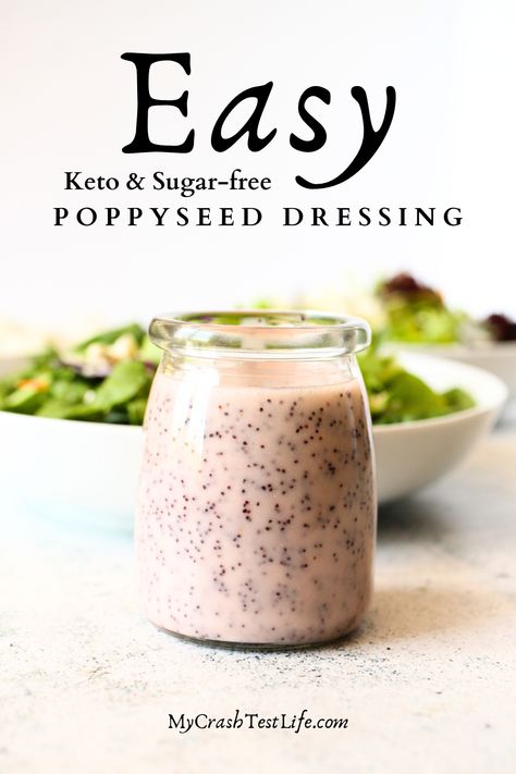 This Easy Sugar-Free Poppy Seed Dressing is only made with 5 basic ingredients (not including salt and pepper)! This keto Poppy Seed Dressing is perfect for dipping your favourite low carb veggies, tossing it over some summer greens or drizzling it over any side dish for a touch of sweetness. Sugar Free Salad Dressing, Poppyseed Dressing Recipe, Poppyseed Salad Dressing, Sugar Free Dressing, Low Carb Dressing, Keto Salad Dressing, Poppyseed Dressing, Poppy Seed Dressing, Low Carb Veggies