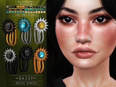 Blahberry Pancake - Daisy Nose Rings (3 options) - The Sims 4 Download - SimsFinds.com Blahberry Pancake, Piercing Tongue, Double Cartilage Piercing, Sims 4 Download, Septum Nose Rings, Belly Piercing Ring, Multiple Ear Piercings, Ear Piercings Cartilage, The Sims 4 Download