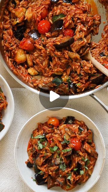 BOSH! by Henry & Ian on Instagram: "ROASTED RATATOUILLE ORZO 🍅 You guys LOVE our roasted ratatouille orzo so he’s your sign to cook it this week! Warm, comforting and packed full of flavour, this is a delicious vegan recipe that will quickly become a weeknight favourite! Check out the full recipe through the link in our bio 👆" Roasted Ratatouille Orzo, Ratatouille Orzo, Vegan Ratatouille, Roasted Ratatouille, Orzo Recipe, Ratatouille Recipe, Vegan Inspiration, Pan Recipes, Vegetable Seasoning