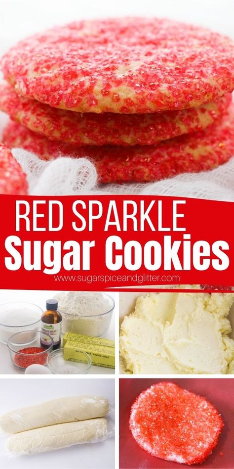 How to make sugar cookies rolled in sugar crystals, a fun cookie recipe you can adjust to suit any theme or color scheme. Skip the fancy cookie decorating and make sparkly, glitter cookies with a crunchy, sugar exterior and a soft pillowy interior that just melts in your mouth Crystal Cookies, Glitter Cookies, Pinwheel Sugar Cookies, Sugar Cookies With Sprinkles, Vegan Christmas Cookies, Cookie Toppings, Best Sugar Cookie Recipe, Rolled Sugar Cookies, Sprinkle Cookies