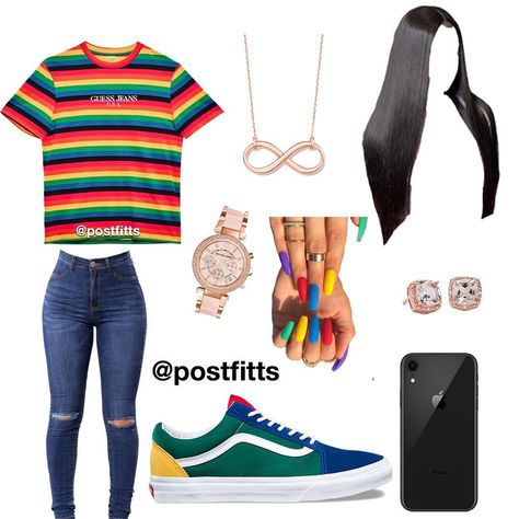 ✨ 𝕆𝕦𝕥𝕗𝕚𝕥 𝕀𝕟𝕤𝕡𝕠𝕤 ✨ on Instagram: “y’all wearing this to school? Most definitely I will 😍 - * Guess Multicolor Shirt * Yacht Club Vans * Dark Blue Ripped Jeans —————— Where…” Popular Girl Outfits, Dark Blue Ripped Jeans, Be Good, 2019 Outfits, Teenage Outfits, Boujee Outfits, Blue Ripped Jeans, 10th Grade, My Dearest