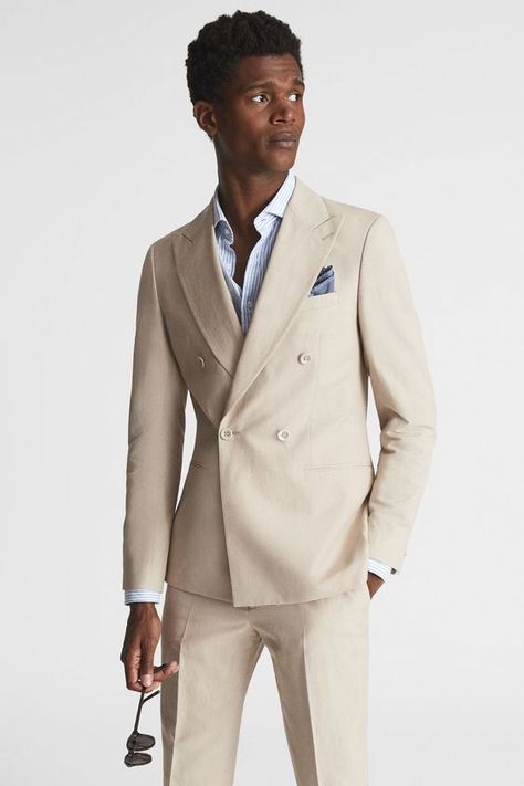 Two Tone Suit Men, Summer Wedding Suits Men, Double Breasted Wedding Suit, Men Linen Suit, Double Breasted Suit Men, Beach Wedding Suits, Wedding Fits, Suits Groom, Cream Suit