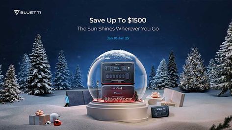 Early 2023 new year deals and documentary hero recruiting from BLUETTI - The Gadgeteer Real Estate Marketing Design, New Year Sale, New Year Deals, Xmas Sale, Portable Solar Panels, New Years Poster, Christmas Ad, Solar Generator, Cosmetic Design