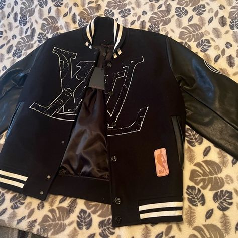 Louis Vuitton NBA X Virgil abloh letterman jacket Louis Vuitton Letterman Jacket, Louis Vuitton Jacket, Leather Jacket Men Style, Men's Leather Jacket, Letterman Jacket, Jacket Fashion, Virgil Abloh, Mens Leather, Nba