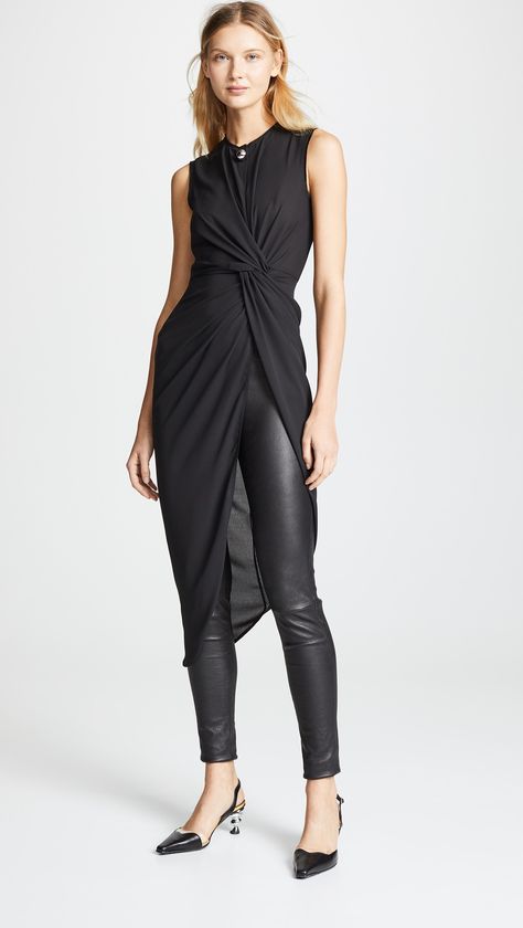 Yigal Azrouel Knotted Front Tunic Top | SHOPBOP Yigal Azrouel, Knot Dress, Black Tunic, Street Look, Boutique Design, Cool Fabric, Women's Tops, Tunic Top, Fashion Store