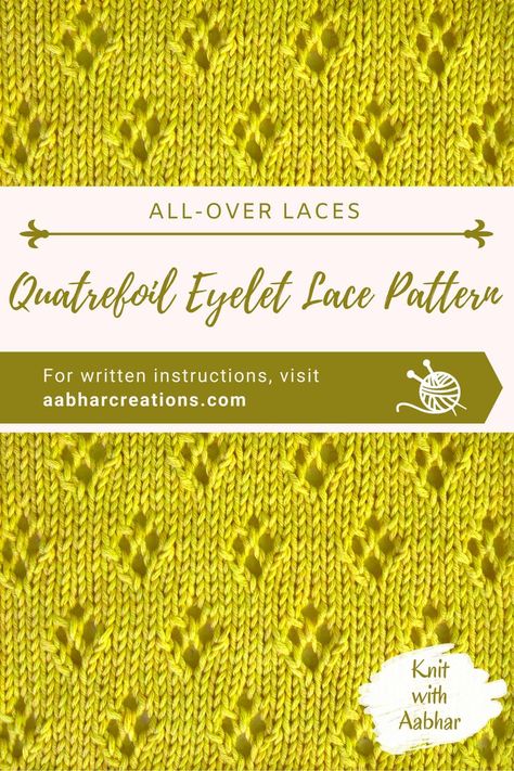 Eyelet Lace Pattern, Eyelet Stitch, Types Of Knitting Stitches, Knitted Dishcloth Patterns Free, Dishcloth Patterns Free, Lace Knitting Stitches, Baby Cardigan Knitting Pattern Free, Eyelet Lace Dress, Quatrefoil Pattern