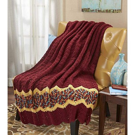 Herrschners®️️ Spiced Ripple Throw Crochet Afghan Kit #crochet #crochetpattern #affiliate Throw Blanket Crochet, Crochet Ripple Afghan, Throw Crochet, Big Yarn, Christmas Yarn, Mercerized Cotton Yarn, Free Yarn, Yarn Accessories, Afghan Throw Blanket