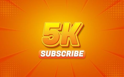 5k subscribers banner templete with 3d editable text effect. 5k Subscribers Youtube, Social Media Background Design, Media Background Design, Social Media Background, 5000 Followers, Subscribers Youtube, 5k Subscribers, Media Background, Youtube Design