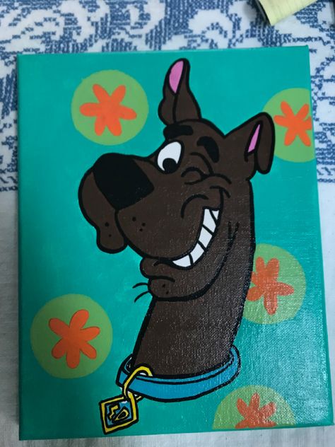 recreation of scooby doo painting Scooby Doo Painting Easy, Cartoon Characters Paintings Easy, Scooby Doo Painting Ideas, Canvas Painting Ideas Characters, Scooby Doo Pumpkin Painting, Scooby Doo Canvas Painting, Scooby Doo Drawing Easy, Scooby Painting, Painting Ideas On Canvas Cartoon Characters