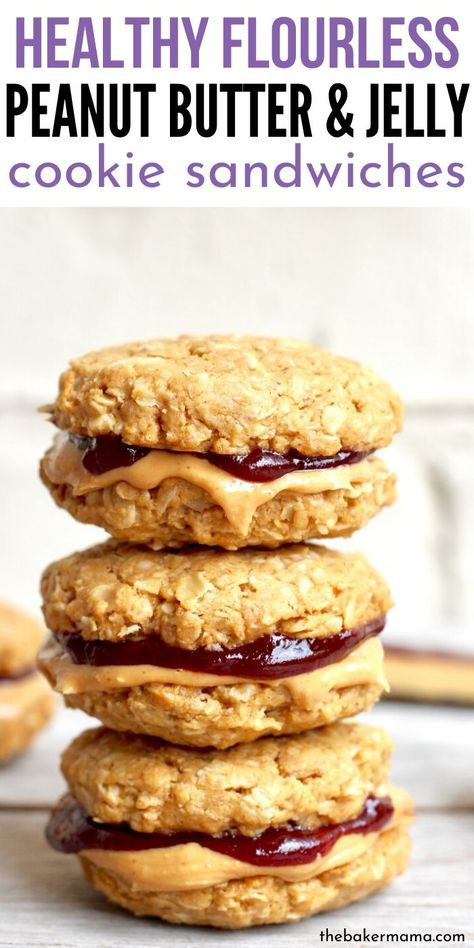 Peanut Butter Jelly Cookies, Flourless Cookies, Jelly Cookies, Cookie Sandwiches, Gluten Free Peanut Butter, Jam Cookies, Lost 100 Pounds, Healthy Peanut Butter, Peanut Butter And Jelly