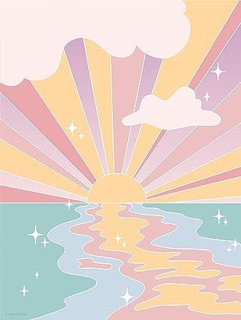 Amazon.com: Pastel Sunset Poster, Beach Aesthetic Room Decor, Retro Wall Art, Trendy Wall Decor for Bedroom Aesthetic, Cool Wall Decor, Girls Cute Room Decor (12x16 inches) : Office Products Pastel Posters For Room, Beach Aesthetic Room Decor, Beach Aesthetic Room, Room Decor Retro, Poster Beach, Sunset Poster, Pastel Room Decor, Cute Room, Trendy Wall Decor