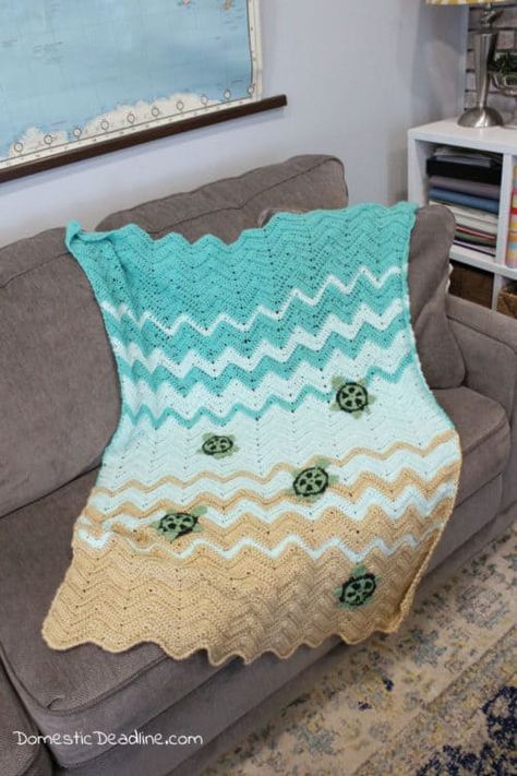 Sea Turtle Blanket, Crochet Ripple Afghan Pattern, Loom Blanket, Turtle Blanket, Ripple Afghan Pattern, Crochet Ripple Afghan, Crochet Ripple Blanket, Ripple Afghan, Pinterest Challenge