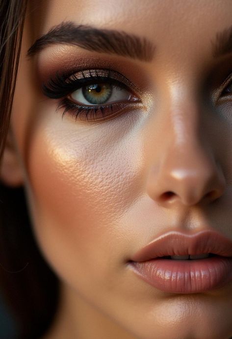 Makeup For Brown Hair Brown Eyes, Brown Hair Brown Eyes Makeup, Makeup For Brown Hair, Dark Brown Smokey Eye, Brown Eye Makeup, Bronze Makeup Look, Bronze Smokey Eye, Brown Smokey Eye, Smokey Eye Makeup Look