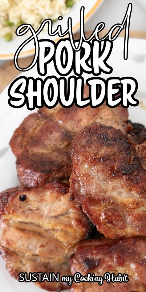 A simple recipe for tender and juicy grilled pork shoulder cooked on the barbeque. Pork Shoulder On The Grill, Grilled Pork Shoulder Recipes, Grilled Pork Shoulder, Cooking Pork Shoulder, Pork Shoulder Recipe, Pork Shoulder Recipes, Boston Baked Beans, Shoulder Roast, Pork Shoulder Roast