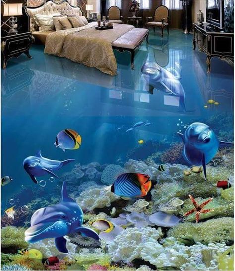 These 3D Epoxy Floors Can Turn Any Floor In Your Home Into Ocean Waves, Rivers, Green Landscapes And More 3d Floor Tiles, Epoxy Floor 3d, 3d Flooring, 3d Epoxy, Wallpaper For Wall, Floor Murals, Floor Wallpaper, Pvc Flooring, 3d Floor