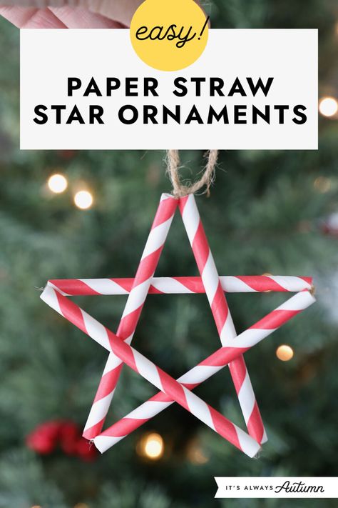 Christmas Sunday School Crafts, Christmas Star Crafts, Paper Straws Crafts, Straw Star, Drinking Straw Crafts, Ornaments Diy Kids, Christmas Sunday School, Easy Christmas Craft, Christmas Party Crafts