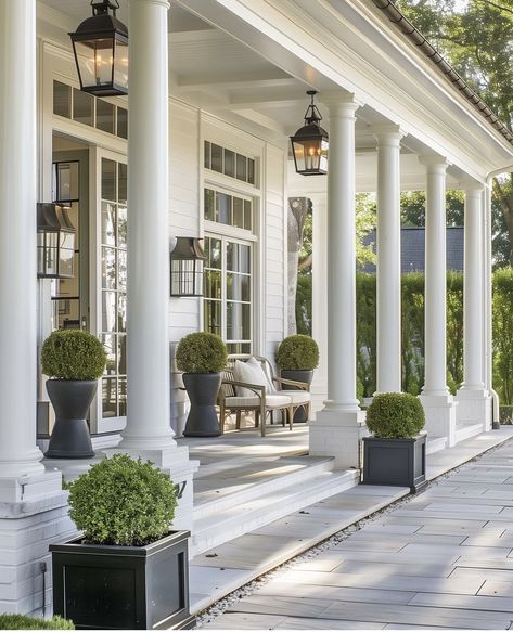 French Cottage Front Porch, Southern Front Porch, Rough Week, House Front Porch, Southern House, Dinner Plans, Front Porch Design, Villa House, The Enchanted Home