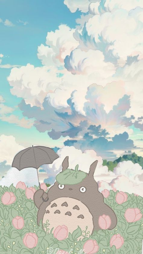 Totoro #studioghibli #totoro Pastel Ghibli Wallpaper, Studio Ghibli Wall Collage, Aesthetic Studio Ghibli Wallpaper Desktop, Studio Ghibli Background Desktop, Totoro Fanart, Totoro Aesthetic, Capybara Wallpaper, Hamster Wallpaper, Totoro Drawing