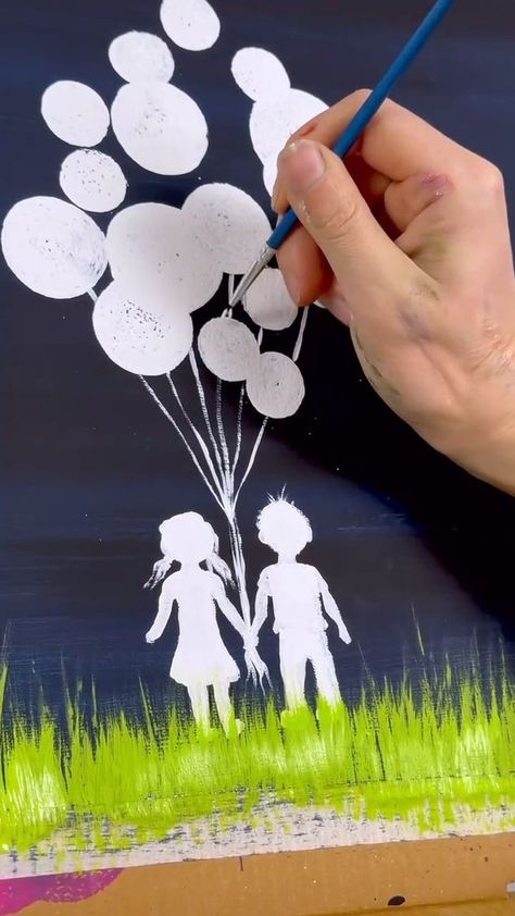 Cute idea for painting balloons with pouncers! I named this one "Balloon Buddies" 🥰🎈#beginner #paintingtips #tipsandtricks #artsandcrafts #painting #acrylicpainting #easypainting #kidspainting | Emily Seilhamer Art | Paint Balloons, Painting Balloons, Balloon Pictures, Balloon Painting, One Balloon, Scratch Art, Easter Art, Canvas Ideas, Fun Diy Crafts