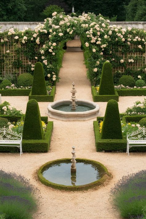 "Capture the essence of French sophistication in your outdoor space with these 4 essential elements of an elegant French garden design! 🏡✨ From graceful topiaries to ornate wrought iron accents, we've curated the key features that define this timeless style. Tap to explore our favorite elements and start planning your own French-inspired oasis. What's your favorite aspect of French garden design? Share your thoughts with us! 🌿 #FrenchStyle #GardenDesign #OutdoorLiving" French Garden Ideas, French Style Garden, Chateau Garden, French Fountains, Courtyard Entrance, French Garden Design, French Gardens, Hotel Ideas, Iron Accents