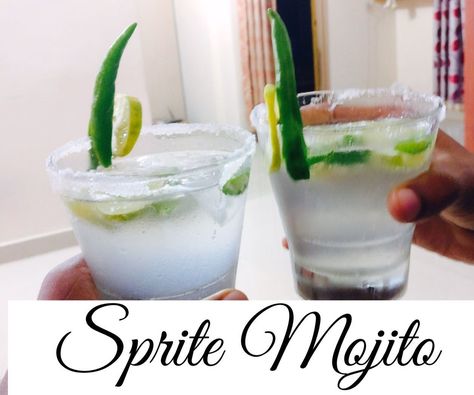 Sprite Mojito, Mojito Recipe With Sprite, Mojito With Sprite, Sprite Recipe, Easy Mojito Recipe, Diet Sprite, Chili Salt, Mojito Recipe, Soda Water