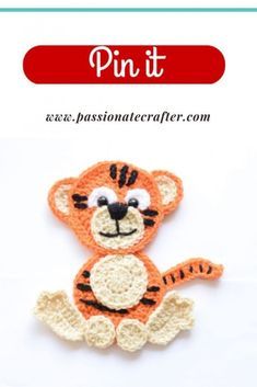 Crochet Jungle Animals, Crochet Tiger, Tiger Applique, Crochet Applique Patterns Free, Crochet Eyes, Crochet Motif Patterns, Jungle Animal, Crochet Square Patterns, Crochet Baby Clothes