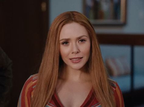 WandaVision Wanda Maximoff Vision Marvel ScarletWitch Elizabeth Olsen Paul Bettany MCU Wanda Maximoff, Red Hair, A Woman, Books Wattpad, Wattpad, Gif, Marvel, Books, Red