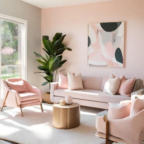 25+ Pink Living Room Ideas You'll Love Pink Accent Wall Living Room, Decorating With Pink, Pink Living Room Ideas, Cream Sofa Living Room, Pink Accent Walls, Pastel Living Room, Cream Living Rooms, Cute Living Room, Living Room Decor Neutral