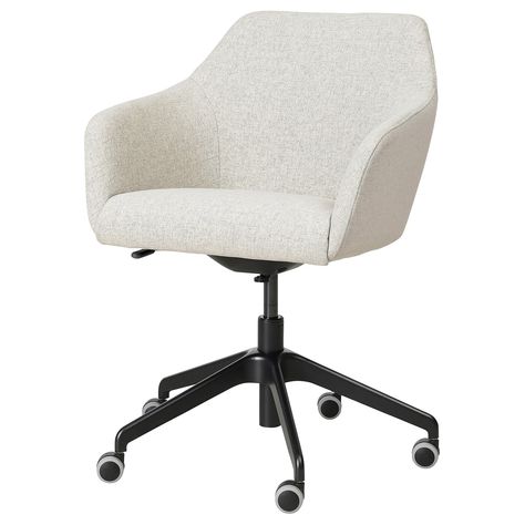 TOSSBERG / LÅNGFJÄLL Conference chair, Gunnared beige/black Swivel chair with soft shapes and nice padding. Upholstered in a durable fabric that blends well in all types of rooms – and with castors that make it easy to move. Goes nicely with TOSSBERG dining chairs. Office Chair Design Modern, Ikea Desk Chair, Black Desk Chair, Ikea Office Chair, Gunnared Beige, Ikea Desk, Conference Chair, Lower Back Support, Office Chair Design