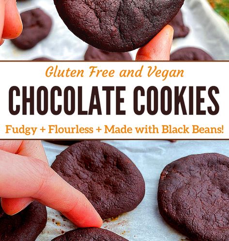 (AD) Bite into these #healthy double chocolate #glutenfree & #vegan cookies & you'll never guess they contain black beans! Delish & full of protein! Black Bean Cookies, Bean Cookies, Vegan Chocolate Cookies, Vegan Chocolate Chip Cookies, Double Chocolate Chip Cookies, Gluten Free Chocolate Chip, Healthy Cookie Recipes, Best Gluten Free Recipes, Chocolate Fruit