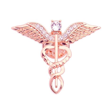 Rod Of Asclepius, Nursing Badge, Gold Angel Wings, Medical Symbols, Nurse Doctor, Brooch Jewelry, Registered Nurse, Lapel Pin, Real Gold