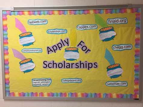 Scholarship Display Bulletin Boards, Scholarship Bulletin Board High Schools, Financial Aid Bulletin Board, Scholarship Bulletin Board, College Counseling Office, Career Bulletin Boards, Counselor Bulletin Boards, Coach Office, Academic Advisor