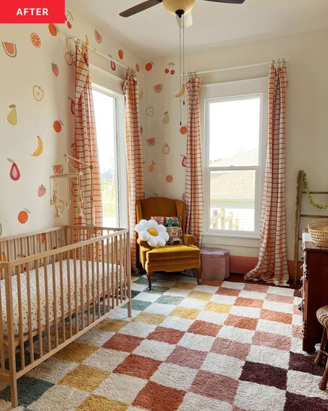 Eclectic Nursery, Nursery Makeover, Not Wallpaper, Colorful Nursery, Colorful Cottage, Whimsical Nursery, Colorful Textiles, Baby Room Inspiration, Paint Wall